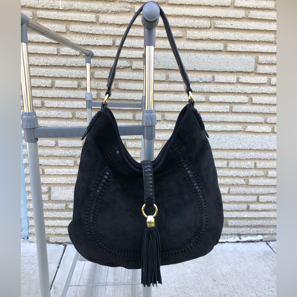Ralph Lauren Black Suede Handbag w/ Tassel